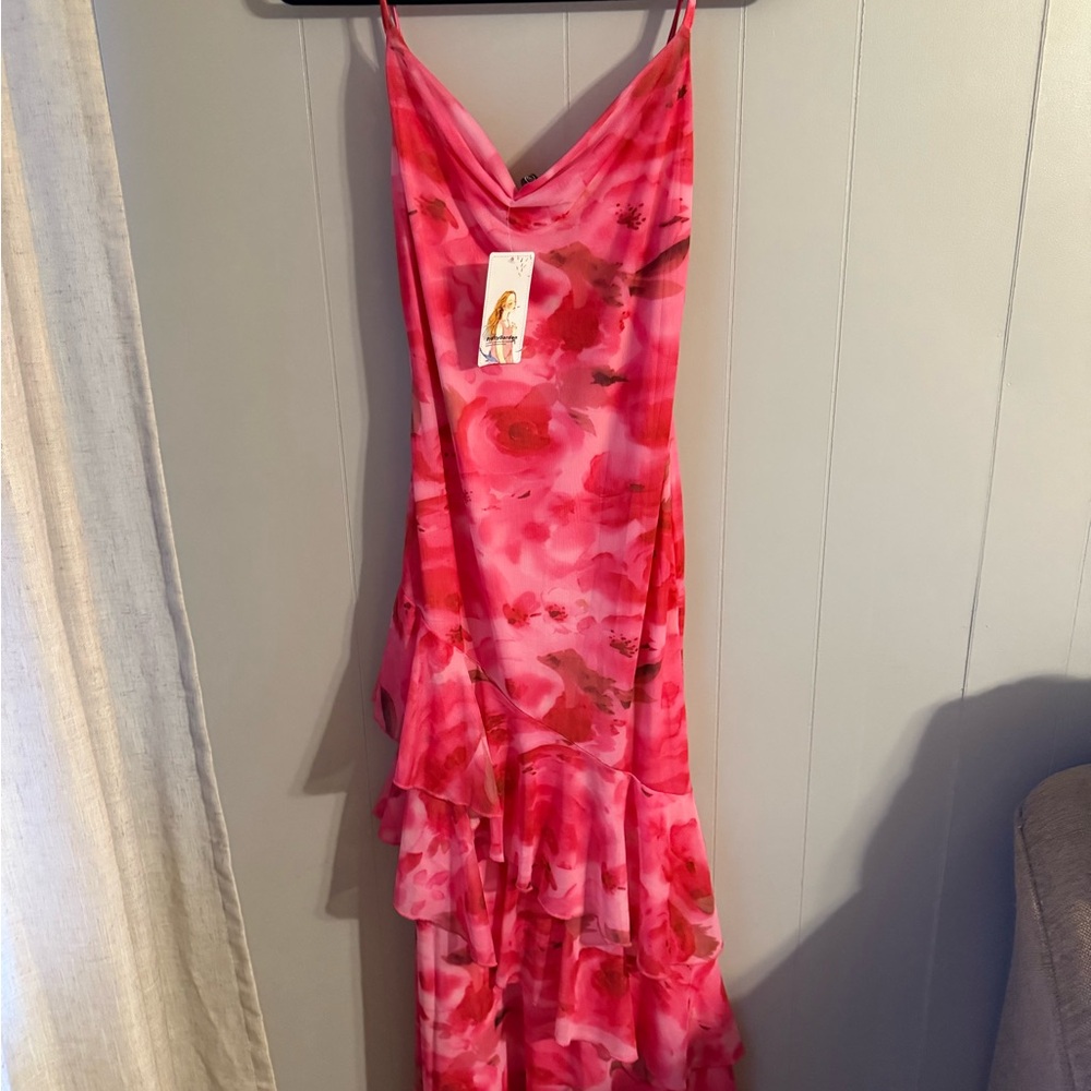 Floral Pink Sleeveless Dress